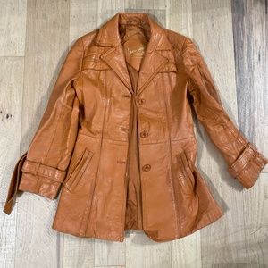 VINTAGE ORANGE  GOLDEN COLLECTION LEATHER TRENCH